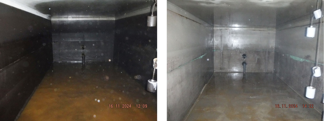 A man with a gray mustache stands by a control panel, pointing at the monitor.